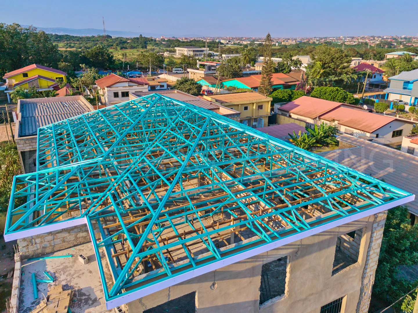 Roofing Trusses Top Side View – KK Peprah roofing and roofing solutions in Ghana